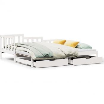 Cama extraíble con cajones sin colchón blanco 90x200 cm