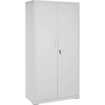Armario metálico de acero multifuncional con 5 baldas ajustables, puertas dobles con cerradura, ideal para garaje y estudio, color gris