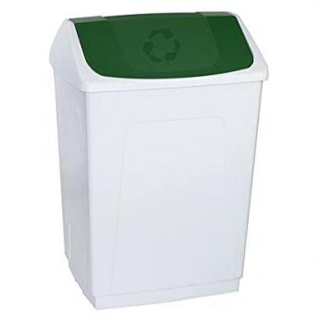 Papelera Denox con tapa basculante, capacidad de 55 litros, color verde, incluye 3 unidades