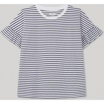 Camiseta de niña de rayas con volantes en mangas