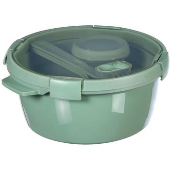 Lunchbox Curver Eco Smart To Go 1,6L con cubiertos y salsa, redonda, color verde