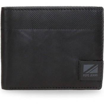 Cartera de piel Topper con tarjetero Negro Pepe Jeans