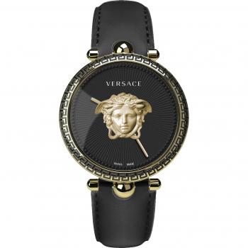 Versace Palazzo Empire Leather Watch, Black female, Size: ONE SIZE