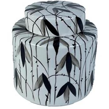 Tibor DKD Home Decor Porcelana Negro Blanco 17 x 17 x 16 cm Oriental Hoja de planta Estándar