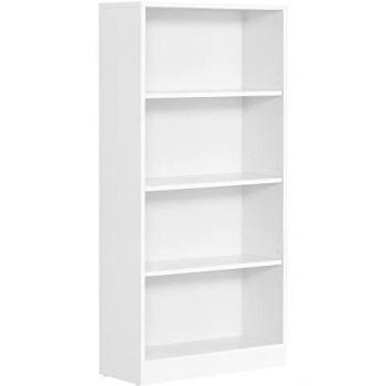 Librería de 4 Niveles Blanca con Estantes Ajustables para Oficina y Hogar