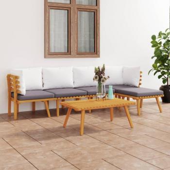 6-Piece Solid Acacia Wood Garden Sofa Set with Cushions