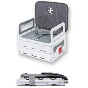 Nikidom - Flat Pack Booster Heather Grey - Trona Portátil Bebé Ultra compacta - Plegable y Fácil de Transportar - Medidas: 30 x 23 x 12 cm - Fuerte y Segura - Apto para Lavavajillas