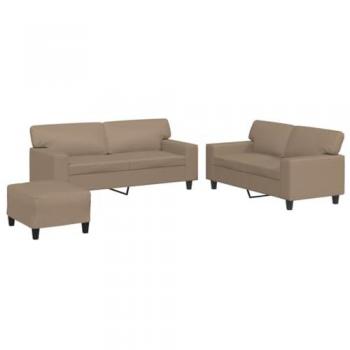 Set de Sofás 3 Piezas de Cuero Sintético Capuchino