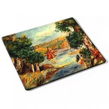 Renoir - Sailing Boats In Cagnes, Designer Almohadilla del Ratón Mouse Mouse Pad con Diseño Colorido. Auténtica Alfombrilla de 250 x 190 mm. Tamaño Ideal de Media para el Uso Diario.