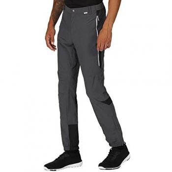 Regatta Men's Mountain III Water-Repellent Hiking Trousers - Seal Grey/Black, Size 38 Short