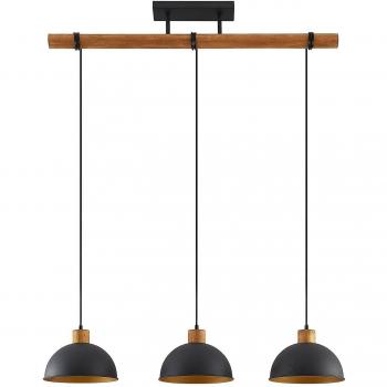 Lámpara colgante Lindby Flurin moderna de metal negro con 3 luces E27 para salón y comedor