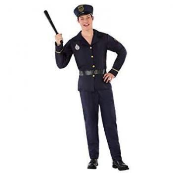 Atosa-61626 Atosa-61626-Disfraz Policia- ADOLESCENTE- Hombre- negro, Color
