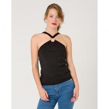 Naf Naf - Top de mujer con cuello de tiras y hebilla dorada