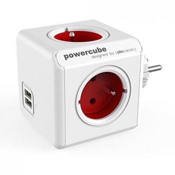 PowerCube Original USB Type E Rojo con 4 Salidas AC y Puerto USB