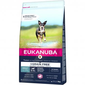 EUKANUBA Grain Free Alimento para perros adultos de todas las razas, rico en pato
