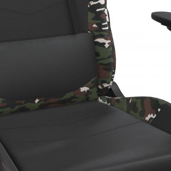 vidaXL Massage Gaming Chair with Footrest Black & Camouflage Faux Leather