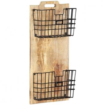 Wall-mounted Solid Rough Mango Wood Magazine Rack 13x3.9x26.4