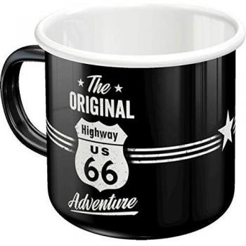 Nostalgic-Art Taza esmaltada retro, Highway 66 Adventure – Idea de regalo para fans a coches y motos, Copa de camping, Diseño vintage, 360 ml