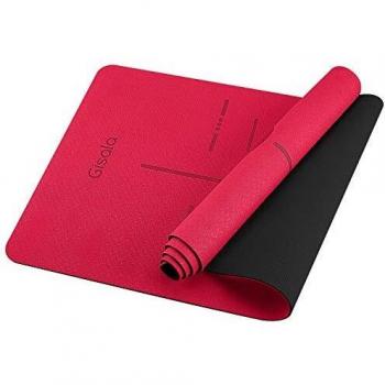 GISALA Esterilla Yoga Antideslizante,Esterilla Deporte Antideslizante TPE de Material Natural con Bolsa y Cuerda, Yoga Mat de 183x61cm, 6mm de Grosor, No tóxico, para Pilates,Fitness