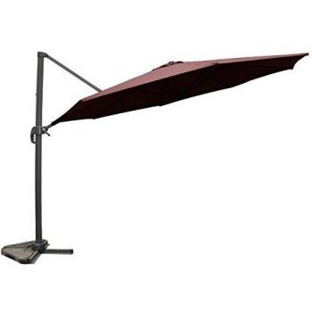 Sombrilla Basculante Concept Usine Chocolate Ø 350 cm, Rotación 360°, Manivela Anti-Retroceso, Armazón de Aluminio, 100% Poliéster Impermeable