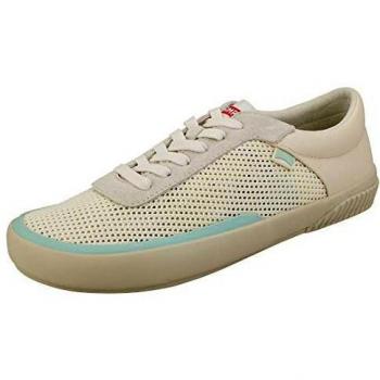 Beige Cotton Leather Women's Sneakers - CAMPER Peu Rambla Size 41/10