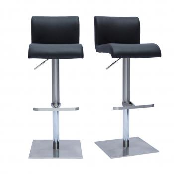 Set de 2 taburetes de cocina regulables negro y acero inoxidable cepillado SHEINA