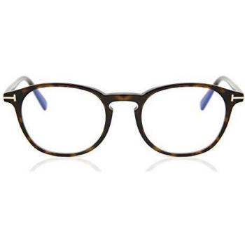 Tom Ford Round/Oval Acetate Eyeglasses, Brown Unisex, Size: 50 MM