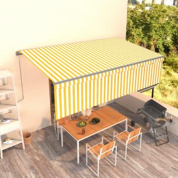 Toldo retráctil automático con persiana 5x3 m amarillo y blanco