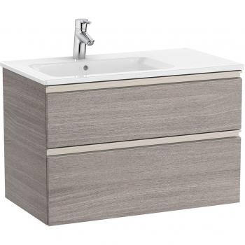 Mueble de baño Roca The Gap con 2 cajones y lavabo a la izquierda, color Roble City texturizado, medidas 805 x 460 x 537 mm
