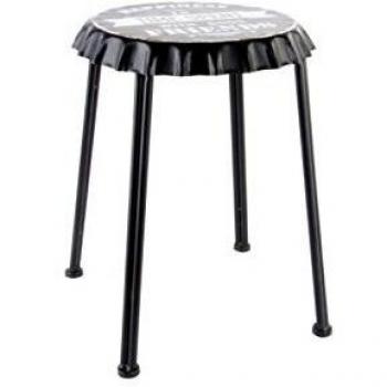 Pide X esa Boca Happiness - Taburete de metal chapa Happiness, 35 x 48 cm, color negro
