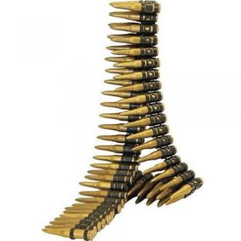 Smiffys-25996 Militaire Cinturón, dorado, 96 balas, 150 cm largo, color oro, No es applicable