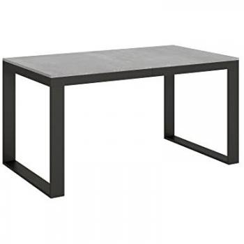 Mesa extensible Tecno Evolution 90x160/420 cm, encimera de cemento y estructura antracita