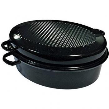 Cocotte Ovalada de Acero Emaillado Negra 42 cm con 4 Asas Descentradas Kochstar