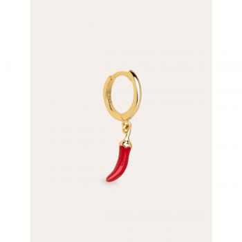 Pendiente Suelto Aro Chili Enamel de Plata Bañada en Oro