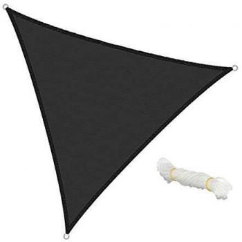 Vela de Sombra Triangular 3,6x3,6 m Antracita 100% HDPE con Protección UV y Cables Tensores - Parasol Resistente a la Intemperie