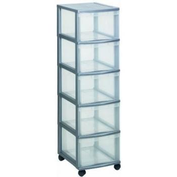 Sundis Optimo Cajonera grande con sistema de tope y ruedas, plateado, 38,5 x 30 x 105,5 cm