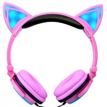 Auriculares Plegables con Orejas de Gato y Luces LED para Música, compatibles con Laptop, MP3 y Smartphones