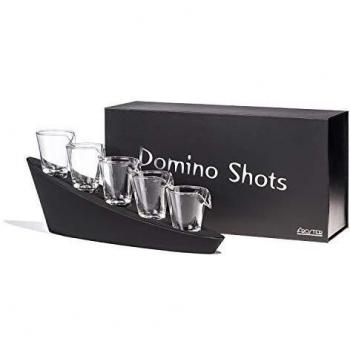 Froster Domino Shots Deluxe, cinco vasos de chupito en cascada, novedad vodka regalo para hombres, juego de bar