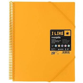 Grafoplás Maxiplás I Like - Carpetas con Fundas Espiral, 20 Fundas, Naranja
