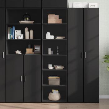 Aparador alto de madera de ingeniería negro 50x41x185 cm