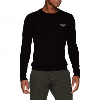 Antony Morato Maglia Girocollo con Patch Lato Cuore Jersey, Negro 9000, Medium para Hombre