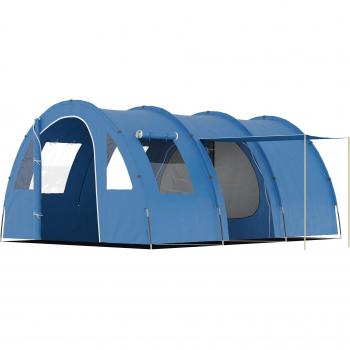 Outsunny Tienda de Campaña Familiar de Túnel para 5-6 Personas Impermeable PU2000 mm con Bolsa de Transporte 475x315x215 cm Azul