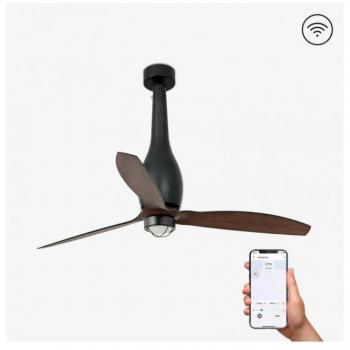Ventilador de Techo Eterfan LED Negro Mate con Luz y Control Remoto Smart DC 1280mm