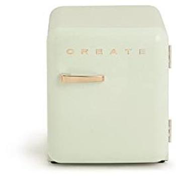 Frigorífico Retro Mini 48L Verde Pastel con Maneta Oro - Diseño Vintage, Bajo Consumo, 50x44x49.8 cm