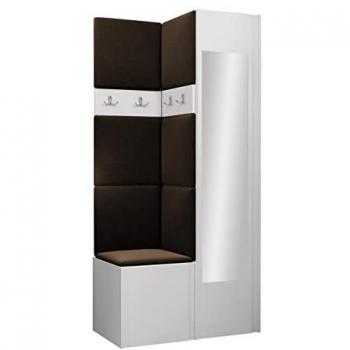 Conjunto de Recibidor Hartford 354 con Espejo, Aglomerado Laminado, 186x82x44cm, Color Blanco y Marrón