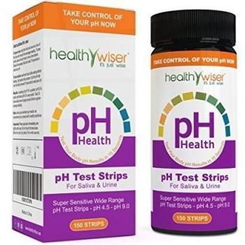 healthywiser Tiras test de pH, Resultados precisos en 15 segundos + Alkaline Tabla de Alimentos PDF + 21 Alkaline Recetas eBook - 150 ct por barril
