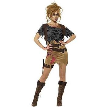 Smiffys Disfraz Deluxe de Cazadora Zombi, Marrón, con Vestido, Chaleco Impreso, Parte de