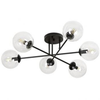 Lámpara de Techo Brendi, Acero Negro con Recubrimiento de Polvo y Vidrio - 75x26x75 cm