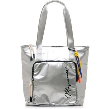 Bolso de hombro en tejido acolchado metalizado