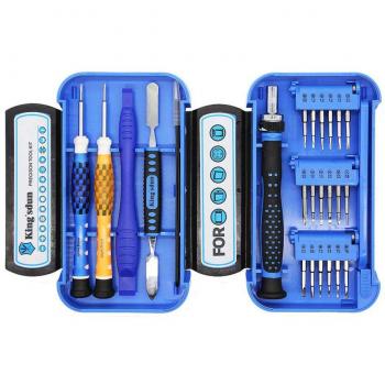 Kingsdun 24 en 1 destornilladores precision profesional ，kit movil reparacion Herramientas de Precisión para iPhone 7, teléfono, Tableta Reloj etc con mini caja diy de herramientas